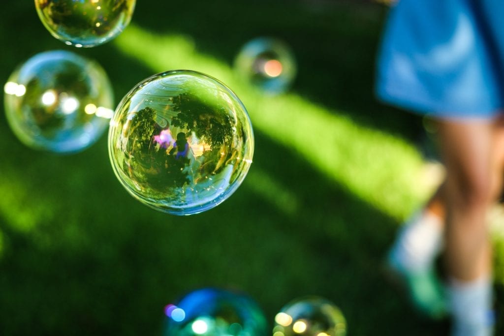 Bubbles are great for large group activities for toddlers 